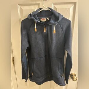 FJÄLLRÄVEN Övik Fleece Hoodie Women's Two-Way Zip Col Navy Size M